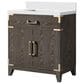 Lexora Home Laurel 30" Single Bathroom Vanity in Brown Oak with White Quartz Top and Rectangular Sink, , large