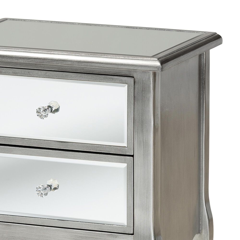 Baxton Studio Leonie 2-Drawer End Table in Brushed Silver, , large