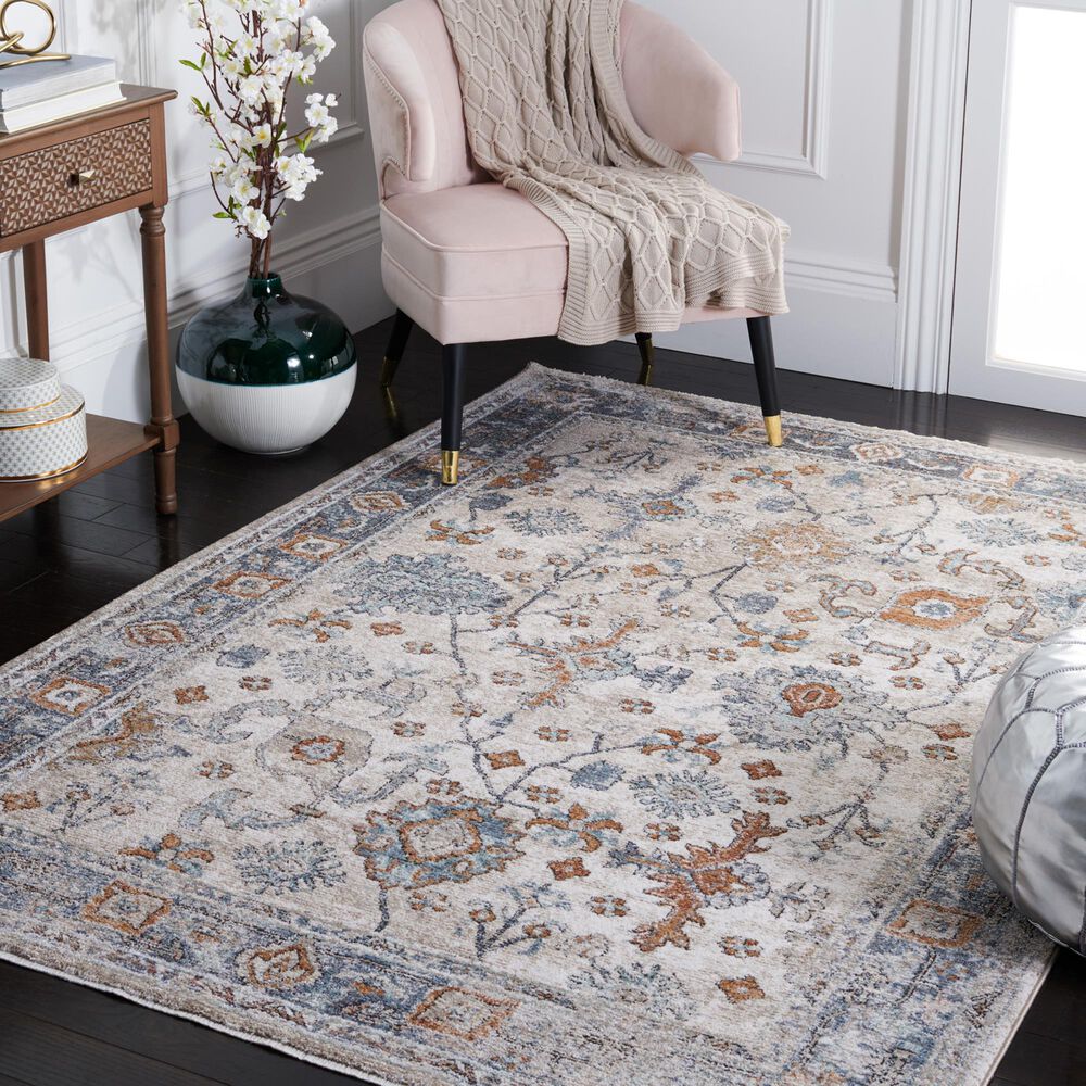 Safavieh Jasmine JSM343A 4&#39;5&quot; x 6&#39;5&quot; Ivory and Blue Area Rug, , large