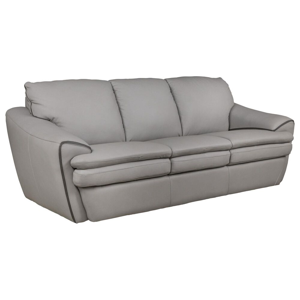 Superb Leather Leather Stationary Sofa in Oslo Grey, , large