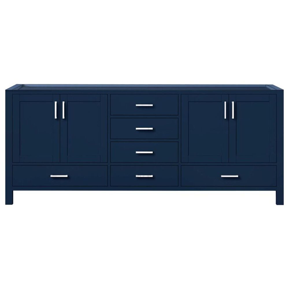 Lexora Home Jacques 80&quot; Double Bathroom Vanity in Navy Blue with 2 cm White Quartz Top and Rectangular Sinks, , large