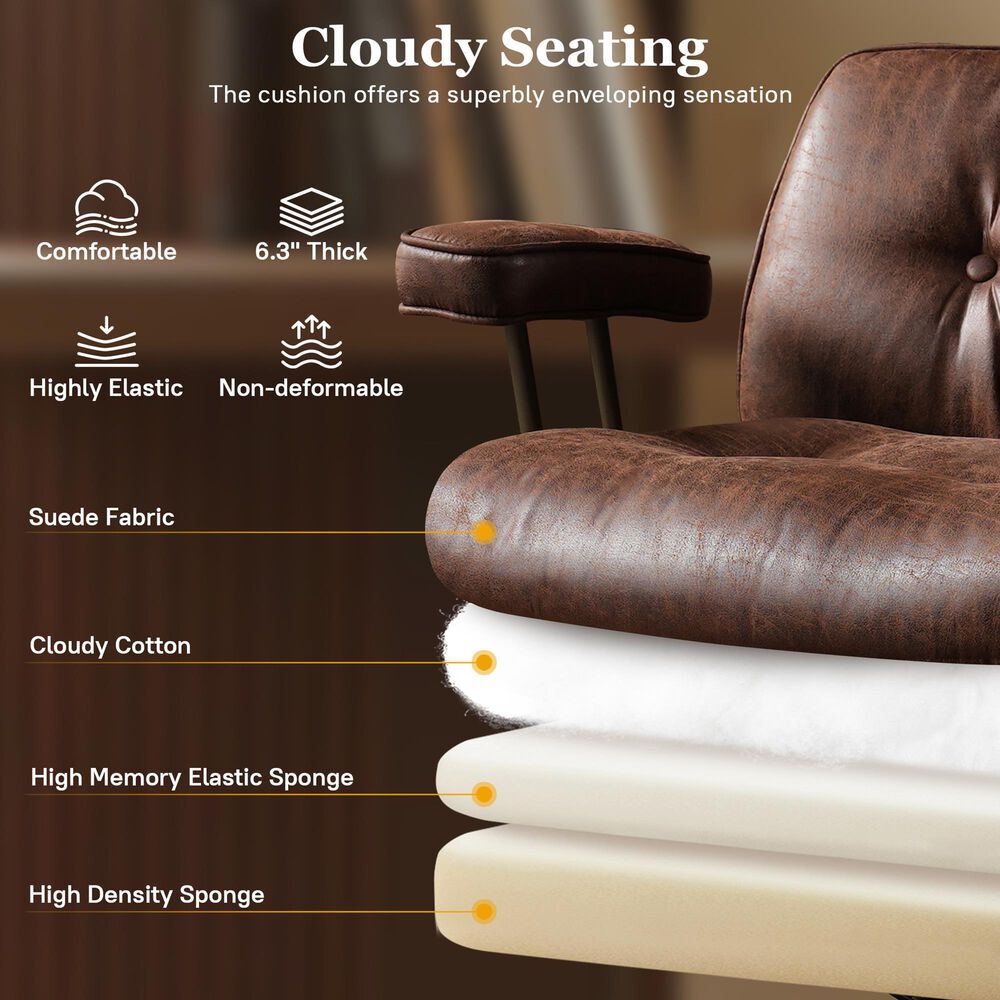 HOMLUX High Back Executive Office Chair with Suede Leather in Dark Brown, , large