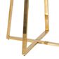 LumiSource Cosmo Bar Table in Gold Metal and White Wood, , large