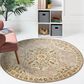 L&R Resources Sinuous Cottage Medallion 4" Round Beige and Cream Area Rug, , large