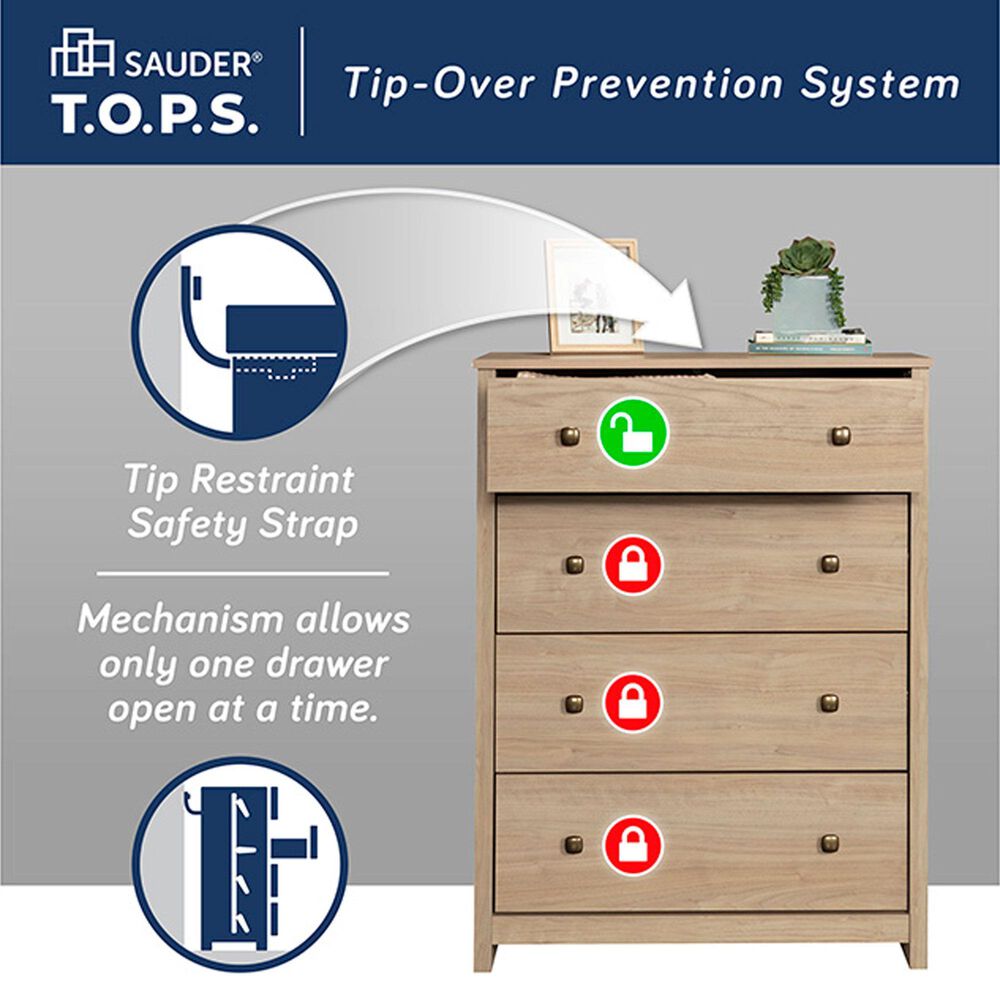 Sauder River Ranch 4-Drawer Chest in Harvest Walnut, , large