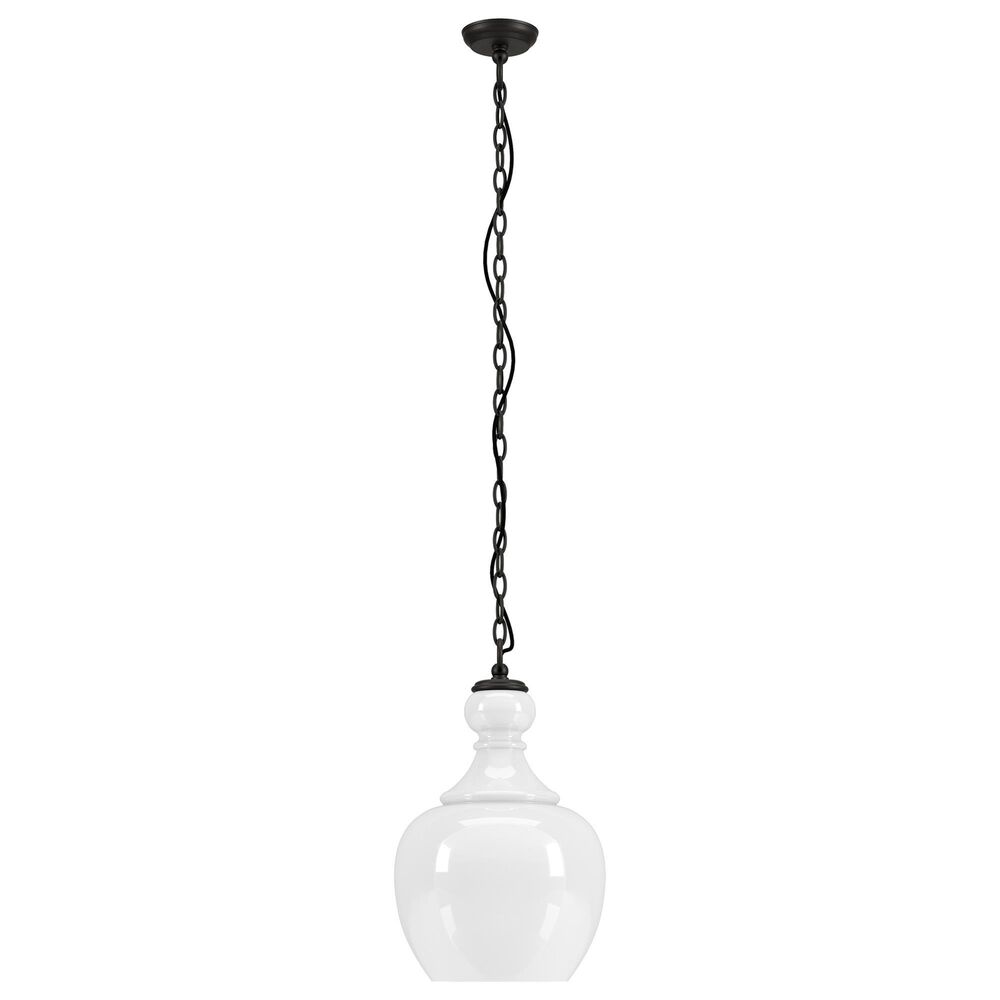 Hudson and Canal Verona 11" Pendant with White Glass in Black, , large