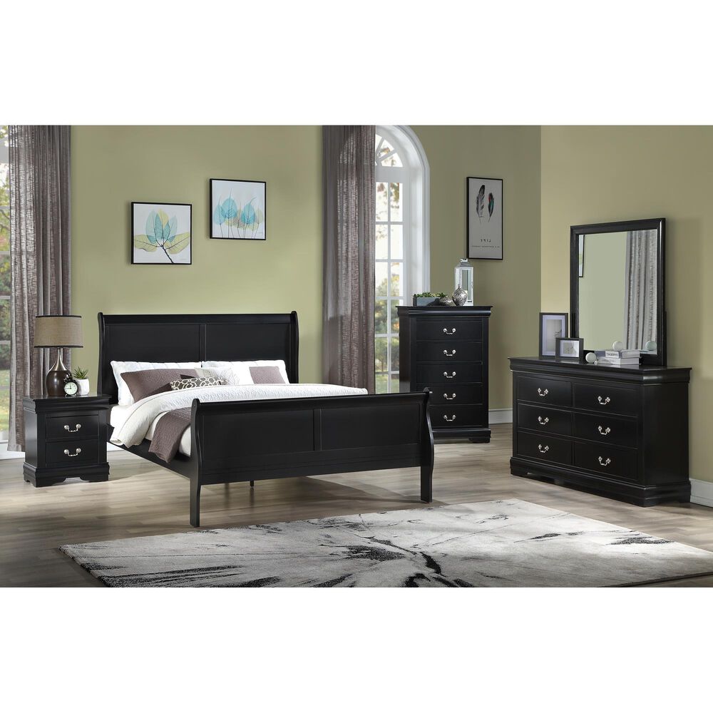 Crown Mark Louis Philip 2 Drawer Nightstand in Black, , large