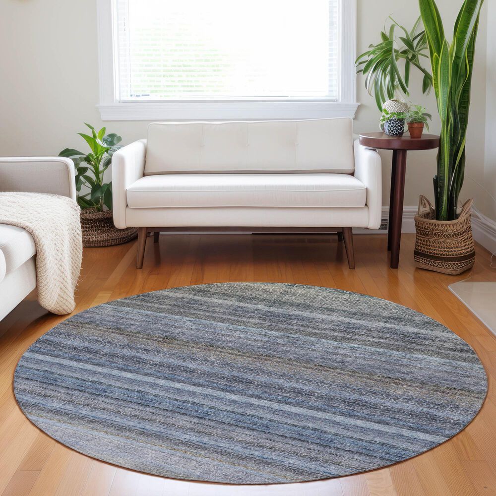 Dalyn Rug Company Burano BU5 8&#39; Round Blue Indoor/Outdoor Area Rug, , large