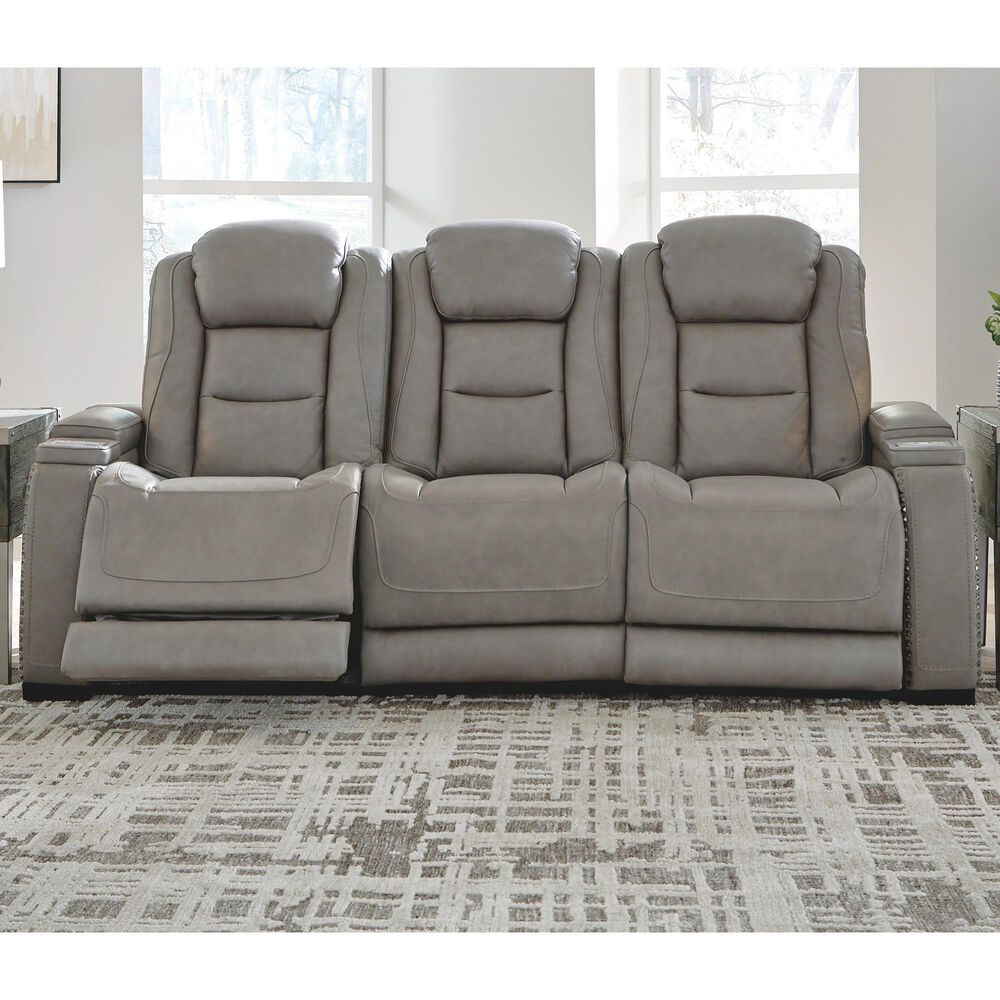 Ashley The Man-Den Power Reclining Sofa with Adjustable Headrest in Gray, , large