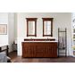 James Martin Vanities Brookfield 72" Double Bathroom Vanity in Warm Cherry with 3 cm Eternal Jasmine Pearl Quartz Top and Rectangle Sink, , large