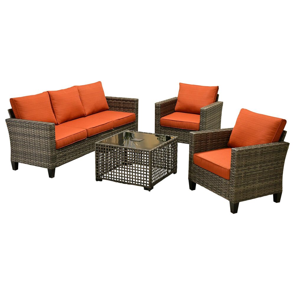 HOMLUX 4-Piece Outdoor Sofa Set in Orange, , large