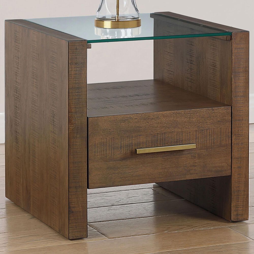 Crystal City Garland Glass Top End Table in Toffee, , large