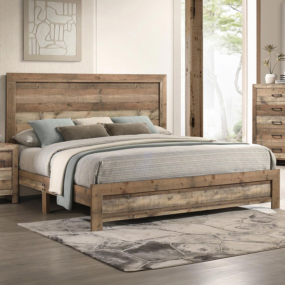 Crown Mark Elmer Queen Panel Bed in Rustic Brown, , large
