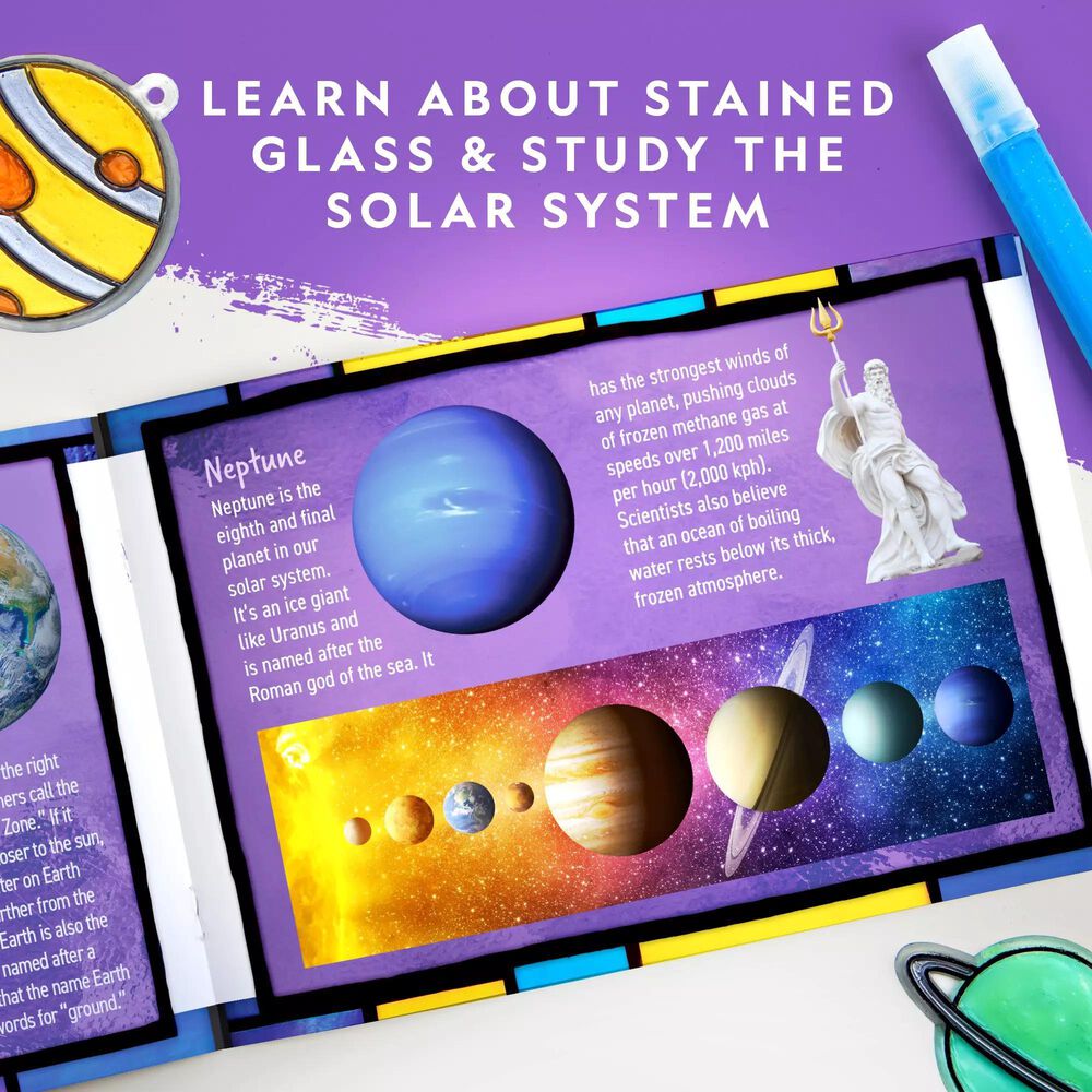 National Geographic Stained Glass Solar System Craft Kit, , large