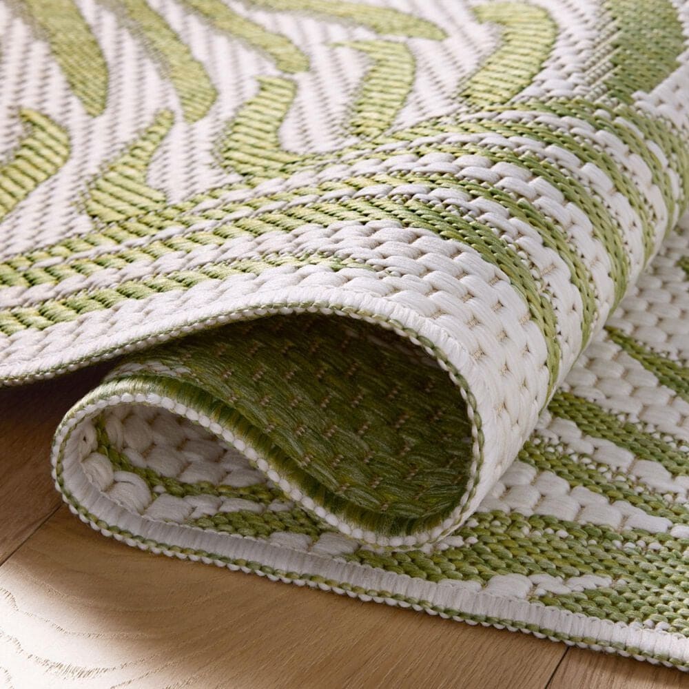 Loloi Easton Ivory and Green 6&#39;7&quot; x 9&#39;4&quot; Indoor/Outdoor Area Rug, , large