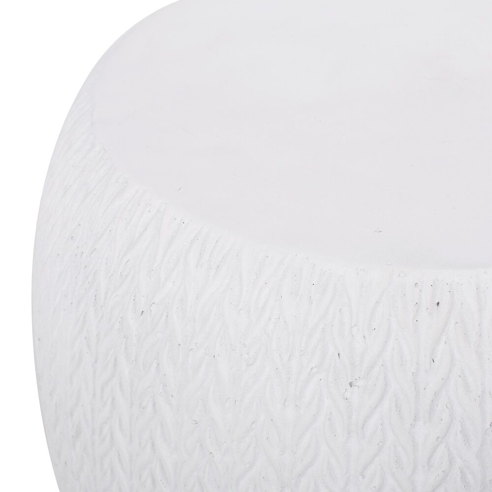 Hearth and Haven Round Patio Side Table with Braided Pattern in Antique White, , large