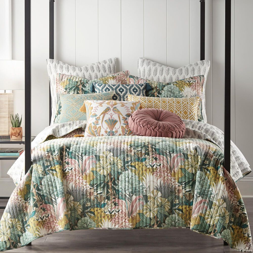 Levtex Ashika 18&quot; x 18&quot; Throw Pillow in Teal and White, , large