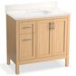 Kohler Hadron 36" Single Bathroom Vanity in Light Oak with 3 cm Bianco Bella Quartz Top and Oval Sink, , large