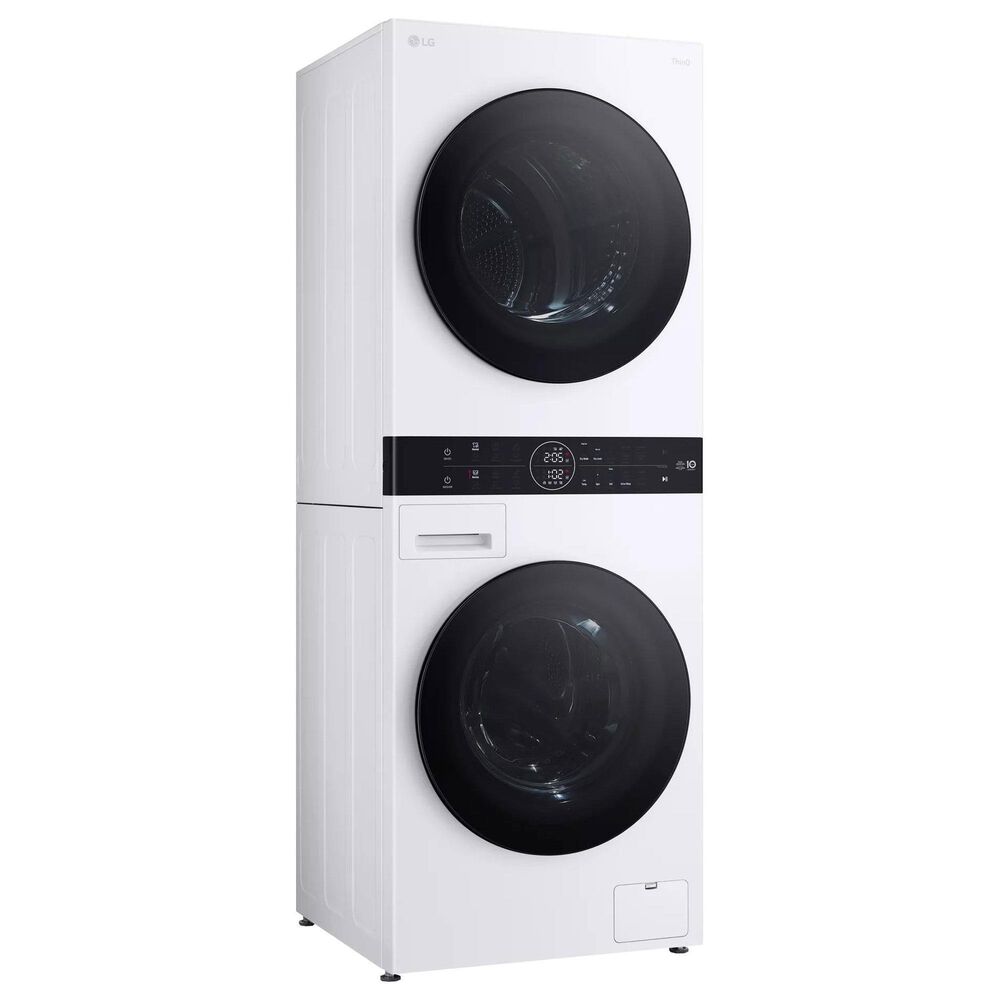LG 2.4 Cu. Ft. Front Load Washer and 4.2 Cu. Ft. Electric Dryer Stack Laundry in White, , large