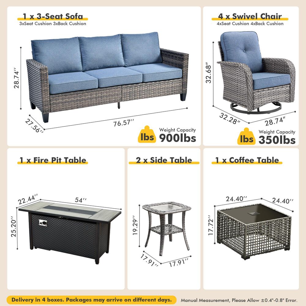 HOMLUX 9-Piece Outdoor  Conversation Set  in Denim Blue, , large