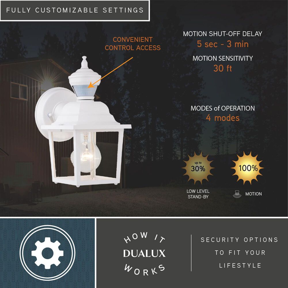 Vaxcel Bedford 5.25" 1-Light Outdoor Motion Sensor Wall Sconce in Textured White, , large