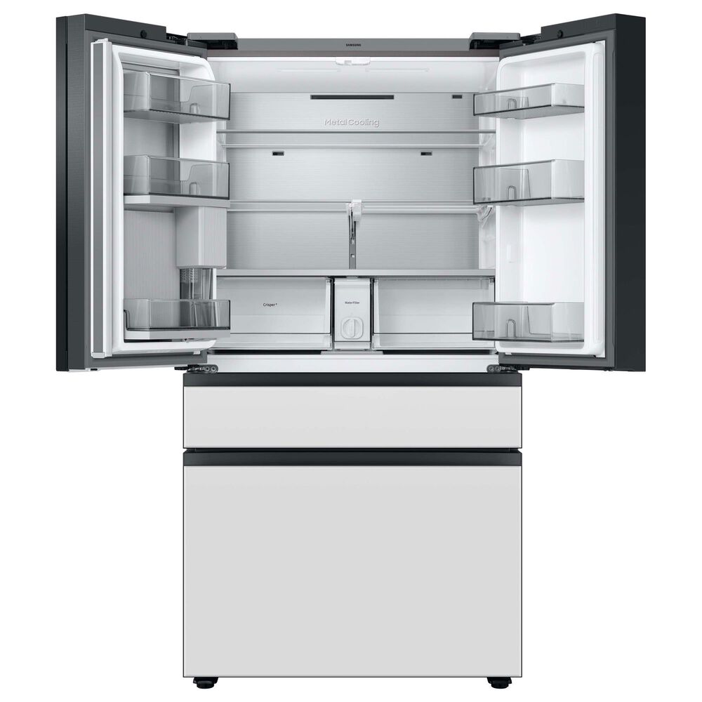 Samsung Bespoke 29 Cu. Ft. French Door Refrigerator with White Glass Family Hub Panel Included - Additional Panels Sold Separately, , large