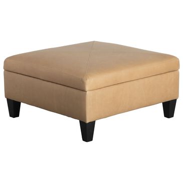 Jonathan Louis Medium Square Leather Storage Ottoman in Tuscany Fawn, , large