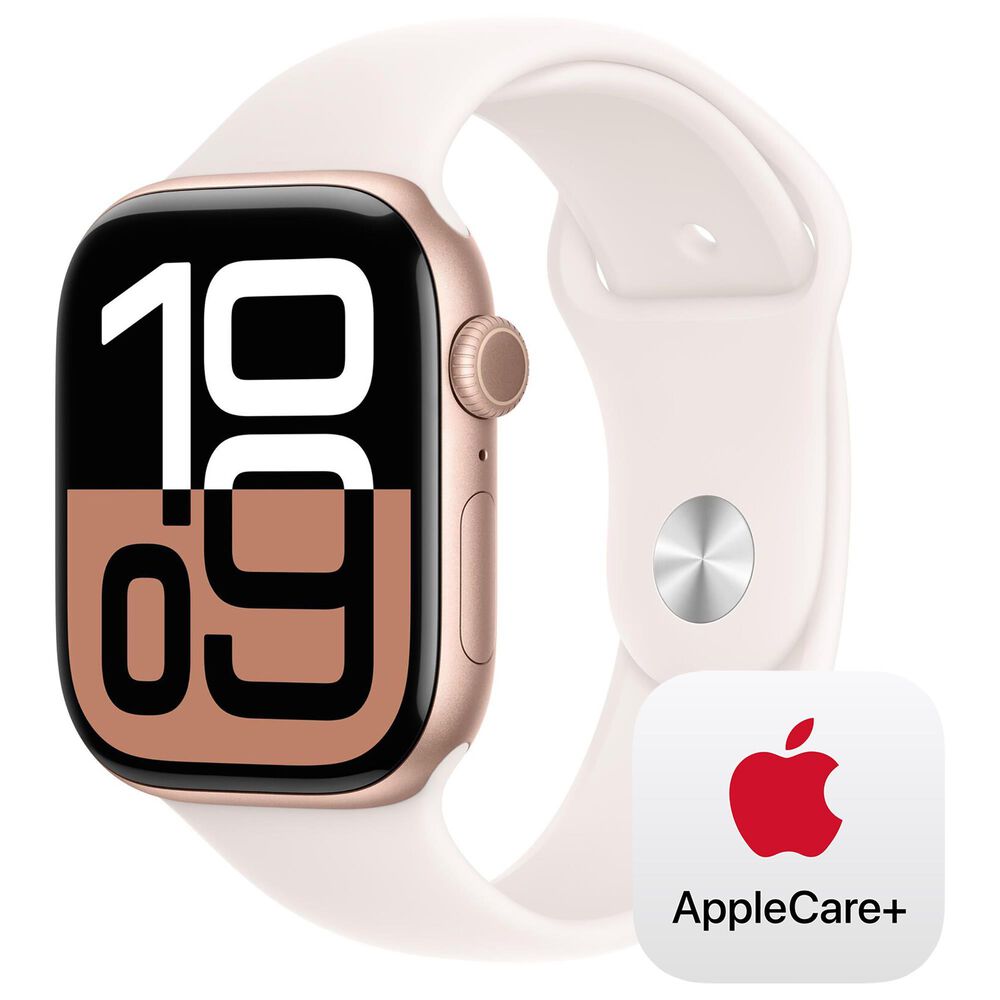 Apple Watch Series 10 GPS 42mm Rose Gold Aluminum Case with Light Blush Sport Band - S/M, , large