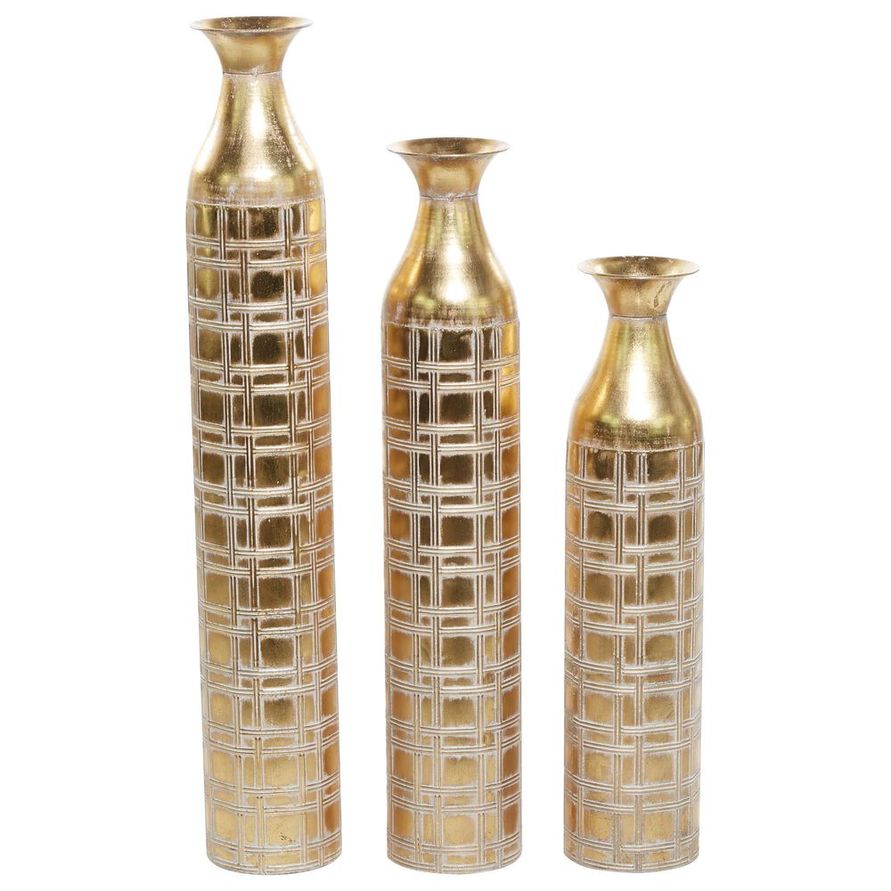 Maple and Jade Glam Metal Vases in Gold (Set of 3), , large