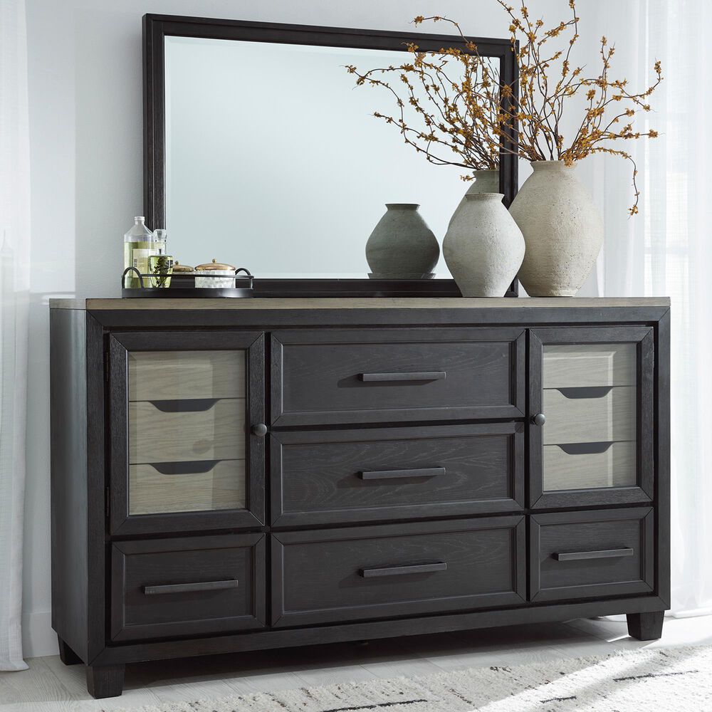 Millenium Foyland 11-Drawer Dresser and Mirror in Black and Brown, , large