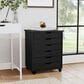 Linon Home Decor Cary 6-Drawer Wide Rolling Cart in Black, , large