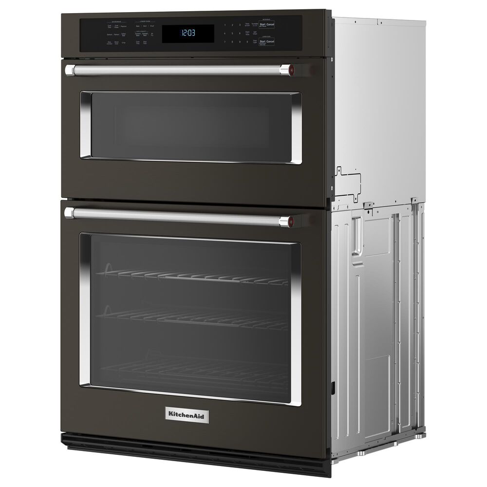 KitchenAid 27&quot; Electric Microwave Wall Oven Combo with Air Fry Mode in Black Stainless Steel, , large