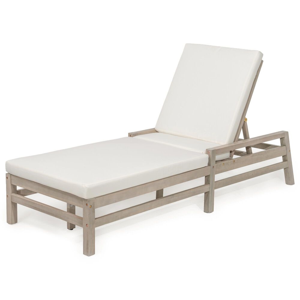 HOMLUX Patio Chaise Lounge with Square Backrest in Gray, , large