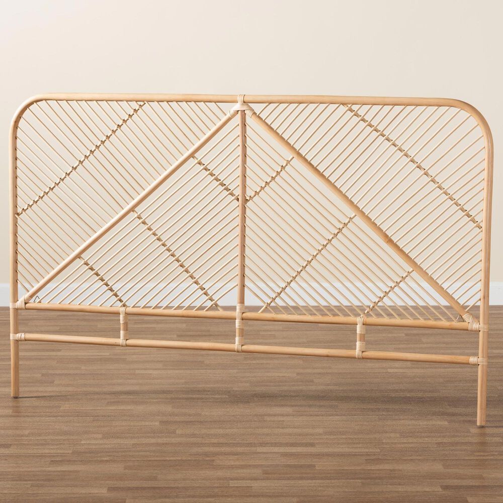 Baxton Studio Walid Rattan Queen Standalone Headboard in Natural Brown, , large