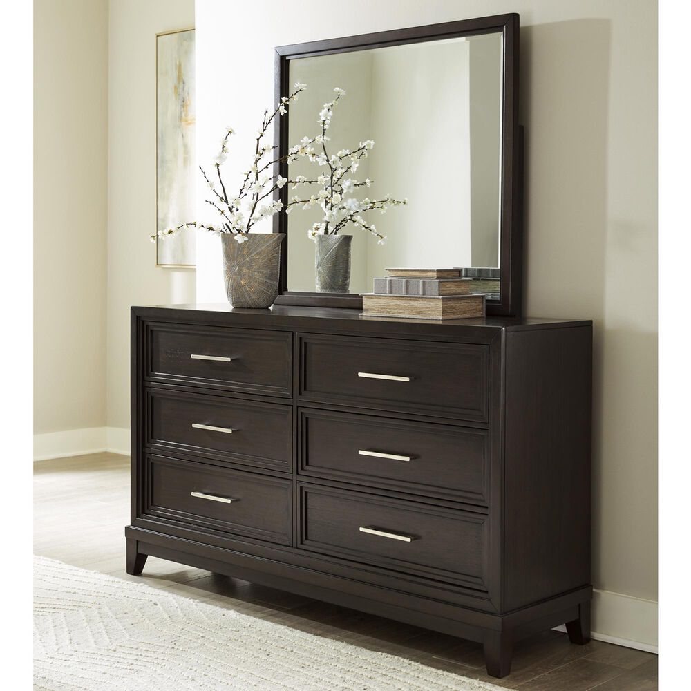 Ashley Neymorton 6-Drawer Dresser and Mirror in Dark Grayish Brown, , large