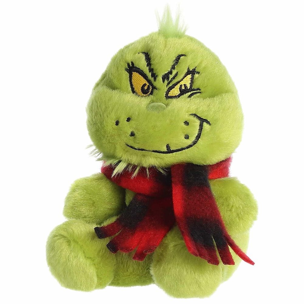 Aurora Palm Pals 5&quot; Grinch with Scarf Plush in Green and Red, , large