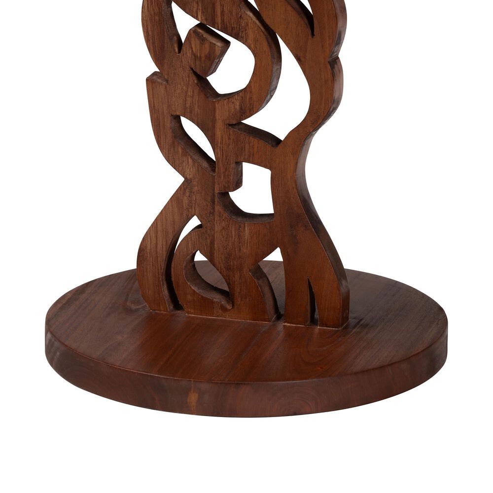 Baxton Studio Donna Nightstand with Pedestal Base in Mahogany Brown, , large