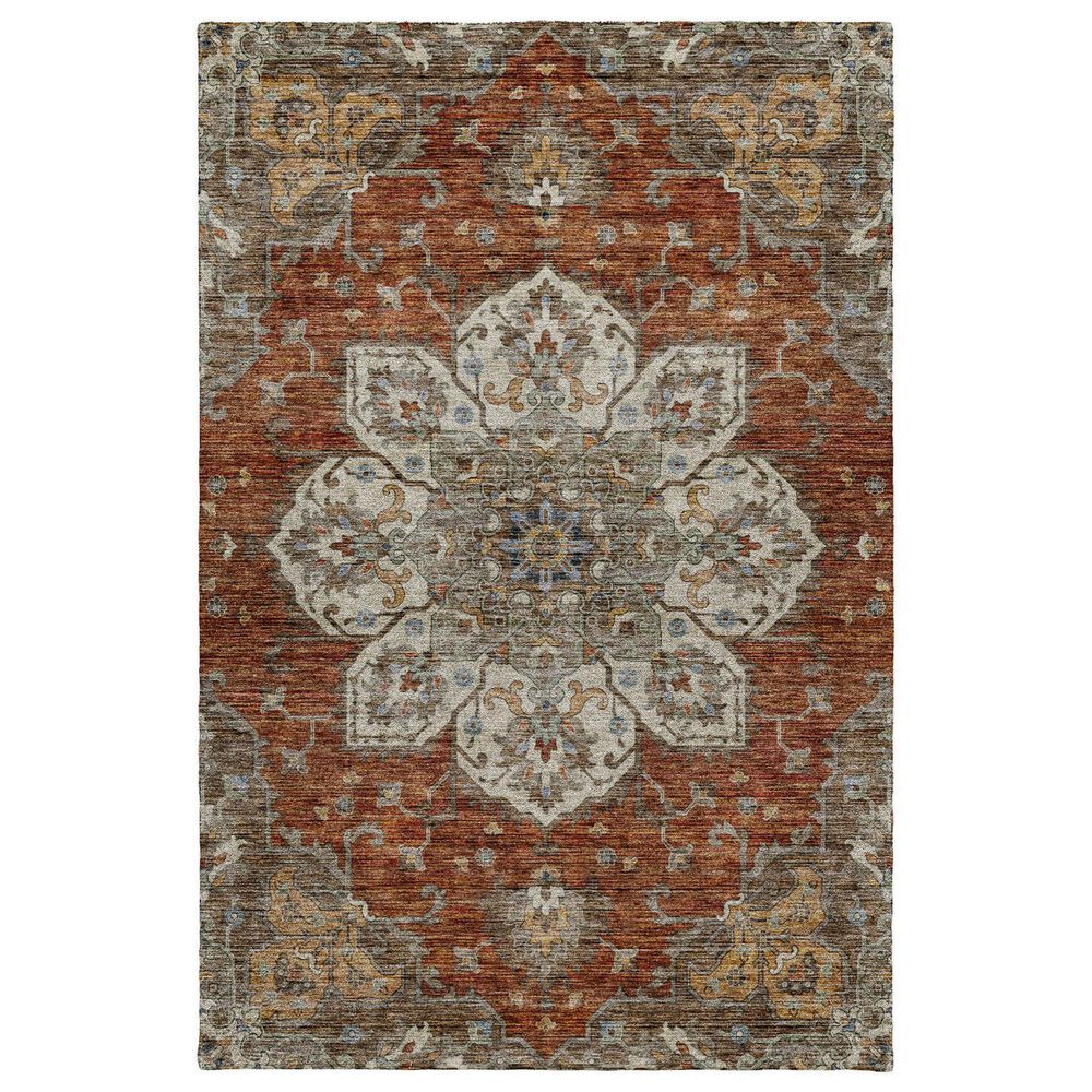 Dalyn Rug Company Silk Road Paprika, Ivory, Beige, Gold, Brown, Gray and Teal 10" x 14" Area Rug, , large