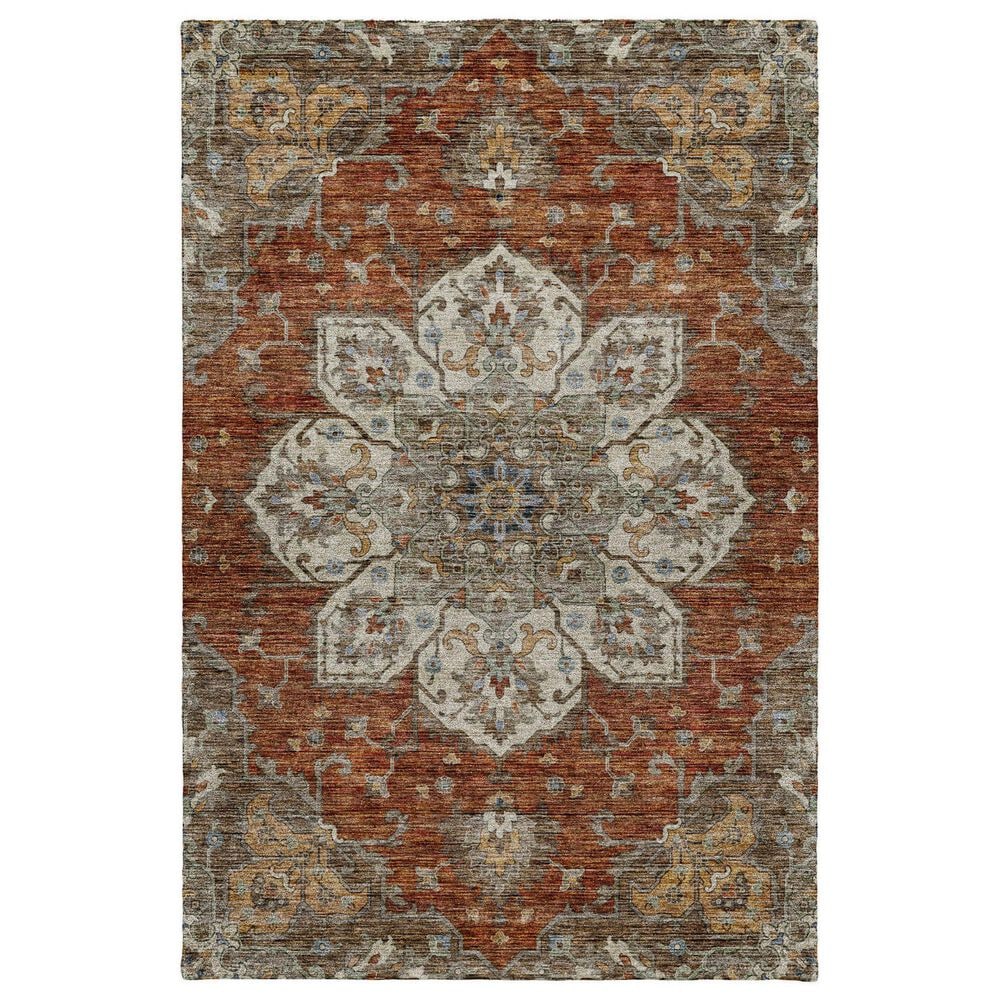 Dalyn Rug Company Silk Road Paprika, Ivory, Beige, Gold, Brown, Gray and Teal 10" x 14" Area Rug, , large