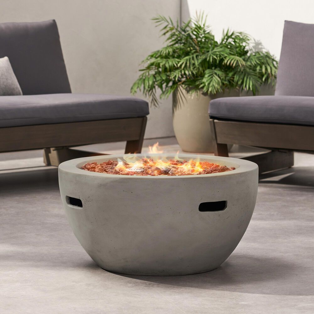Hearth and Haven Outdoor Bowl-Shaped Propane Fire Pit with 40,000 BTU Output in Light Gray, , large