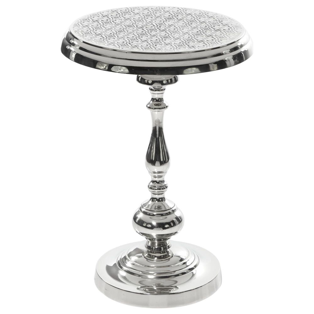 Maple and Jade Traditional Aluminum Accent Table in Silver, , large