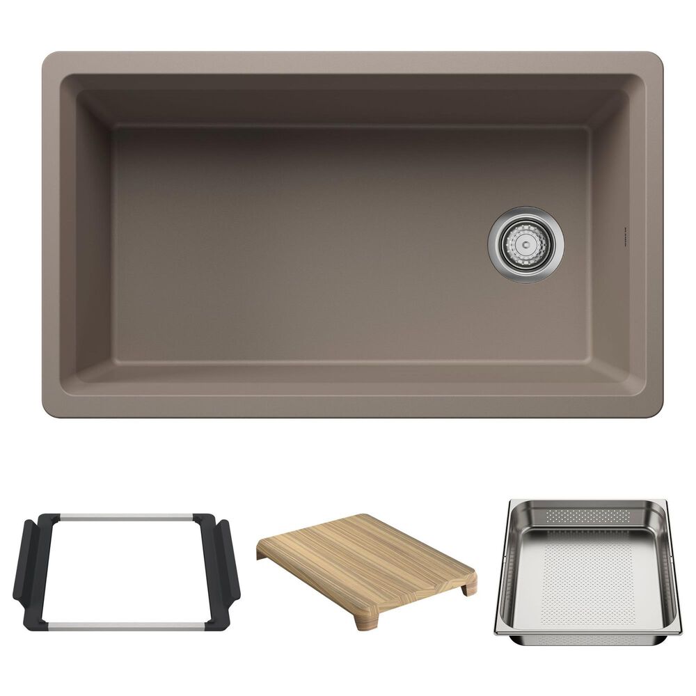 Blanco Inteos 33" Undermount Single Bowl Kitchen Sink in Truffle, , large