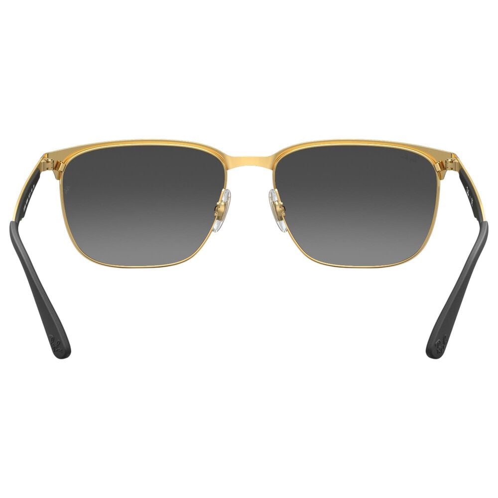 Rayban Glasses Sunglasses with Grey Gradient Mirror Lenses in Polished Black on Gold, , large