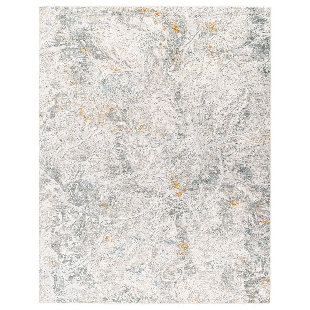 Surya Dresden DRE-2317 White, Medium Gray, Light Slate, Gray, Denim and Mustard 6"7" x 9"6" Area Rug, , large
