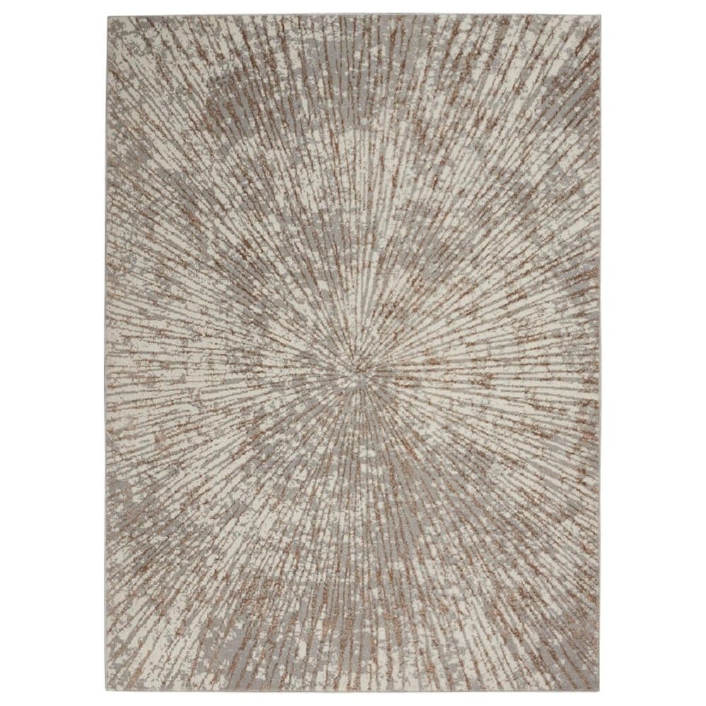 Nourison Metallic 5"3" x 7"3" Grey Mocha and Gold Area Rug, , large