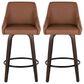 LumiSource Hannah Swivel Counter Stool with Camel Faux Leather Upholstery in Walnut and Black (Set of 2), , large