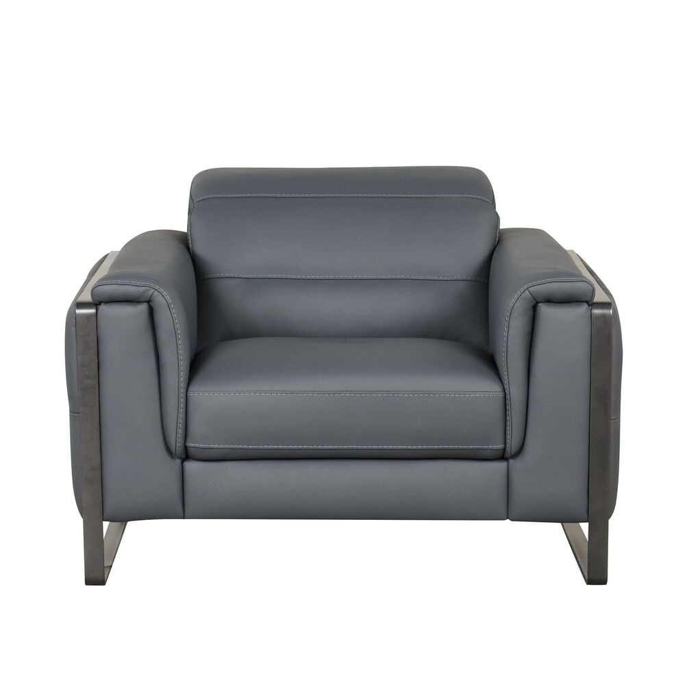 Nicoletti Calia Sofas Eminence Leather Accent Chair in Blu, , large