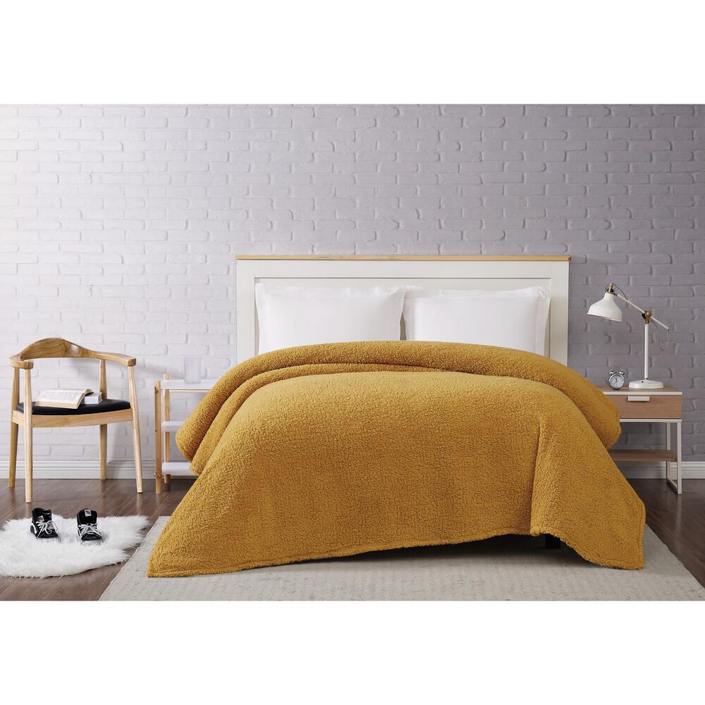 Pem America Brooklyn Loom Marshmallow King Blanket in Mustard, , large