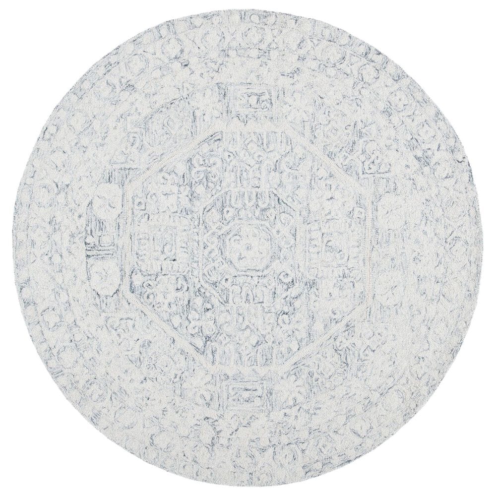 Safavieh Micro-Loop Oriental 5" Round Charcoal and Ivory Area Rug, , large