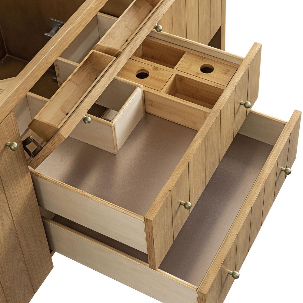 James Martin Vanities Hudson 60" Single Bathroom Vanity in Light Natural Oak with 3 cm Ethereal Noctis Quartz Top, Rectangular Sink and FreePower Wireless Charger, , large